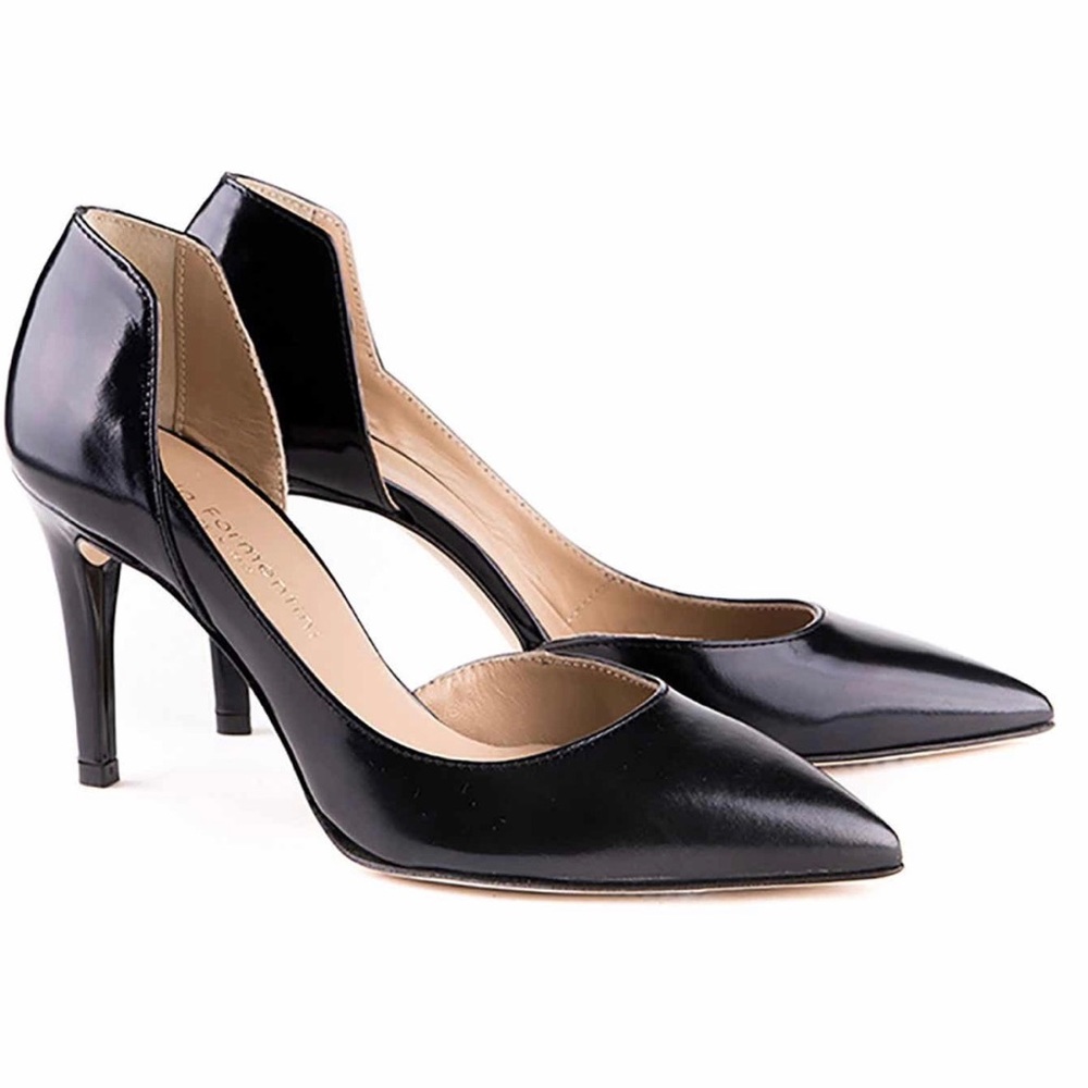 Perla Formentini Black Leather Giuliano Pump
